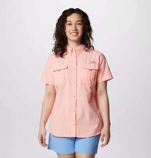 Columbia PFG Women's Bahama II Short Sleeve Fishing Shirt Tiki Pink